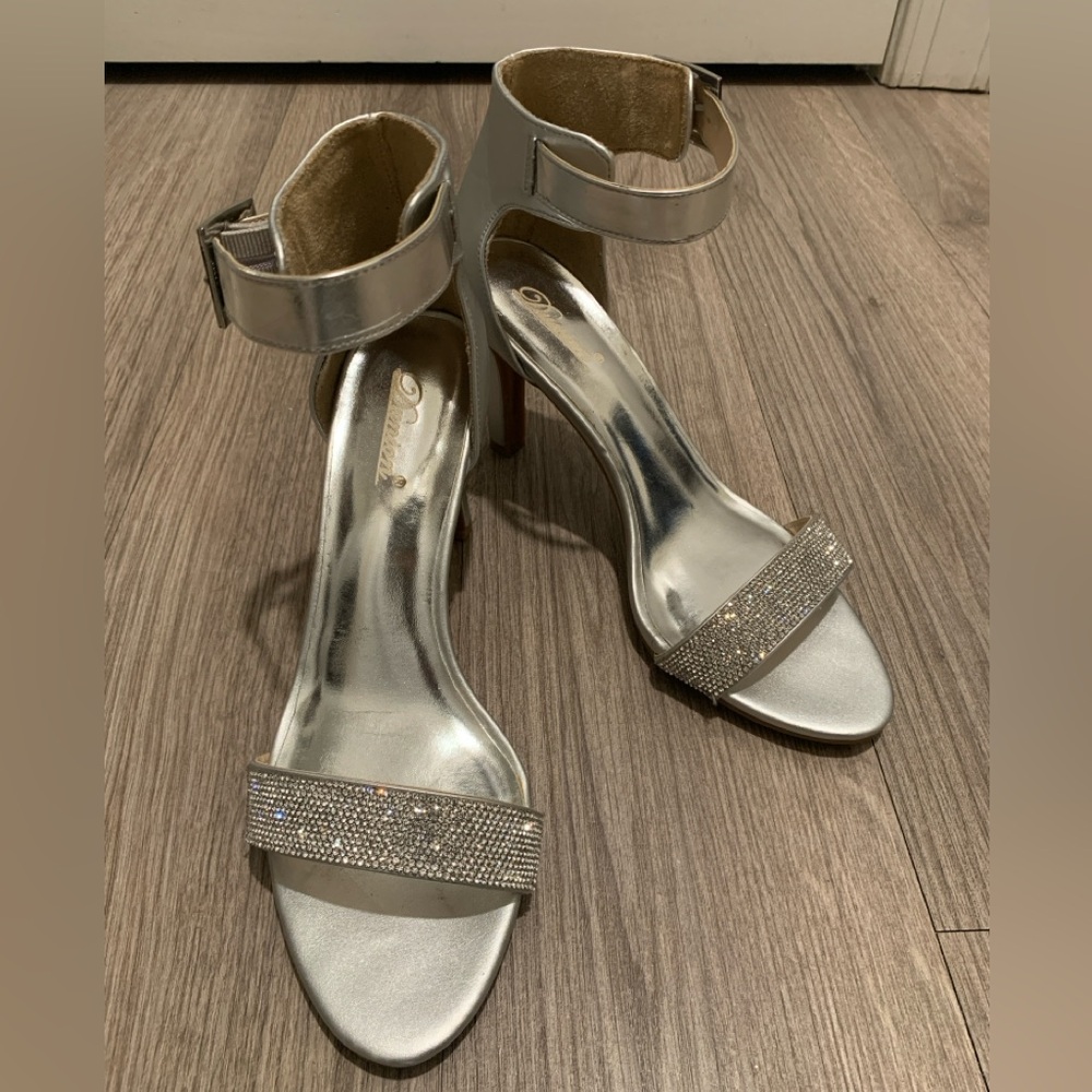 Silver Rhinestone Stiletto Heels